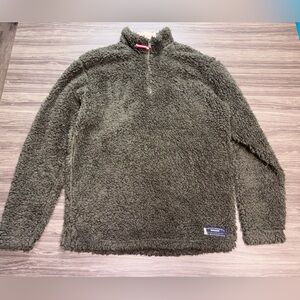 Southern Marsh Olive Green 3/4 Zip Sherpa Pullover Size XS